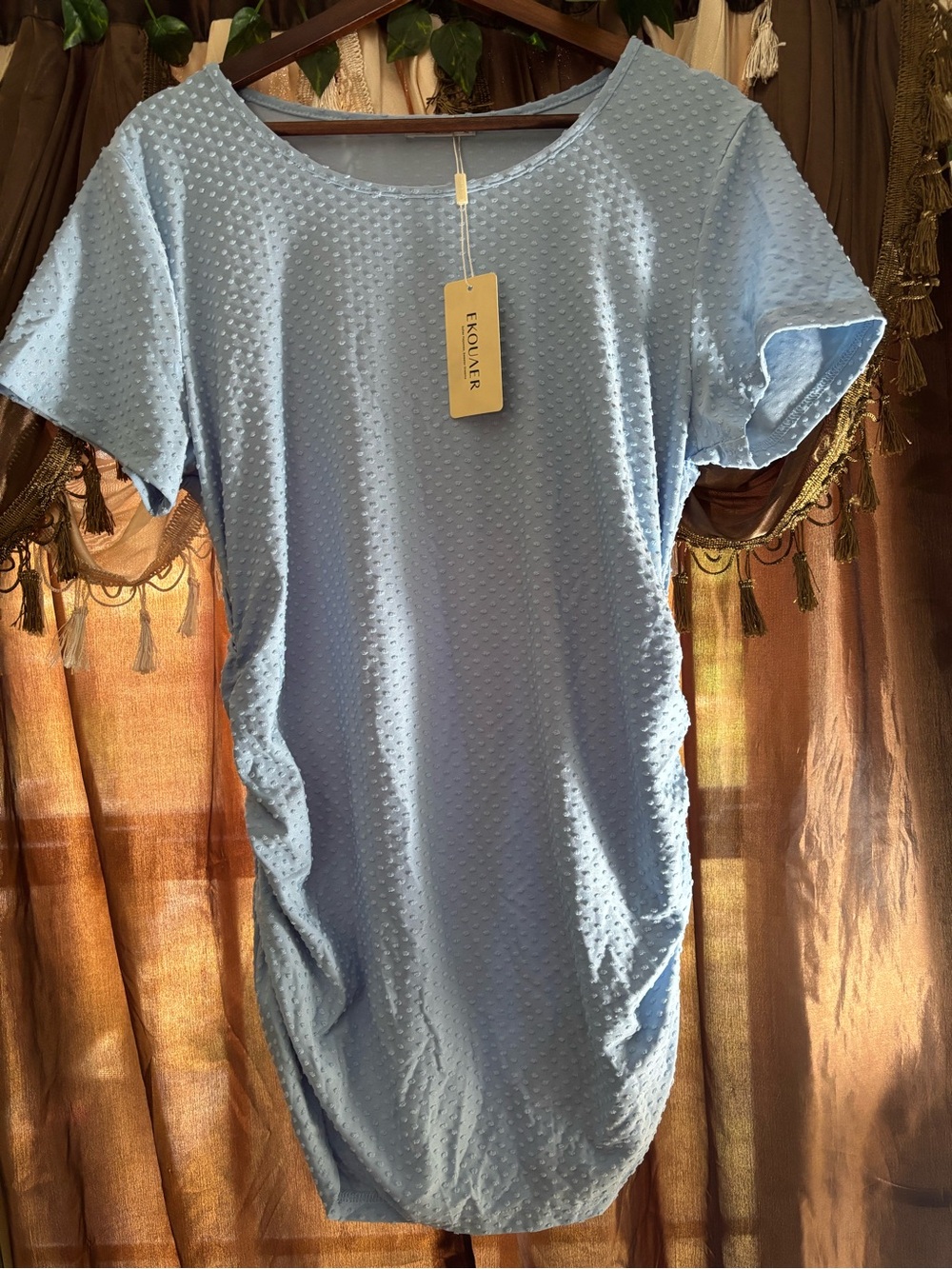 Ekouaer Swiss Dot Ruched Maternity Top Bundle - Size XL (3 Shirts)
